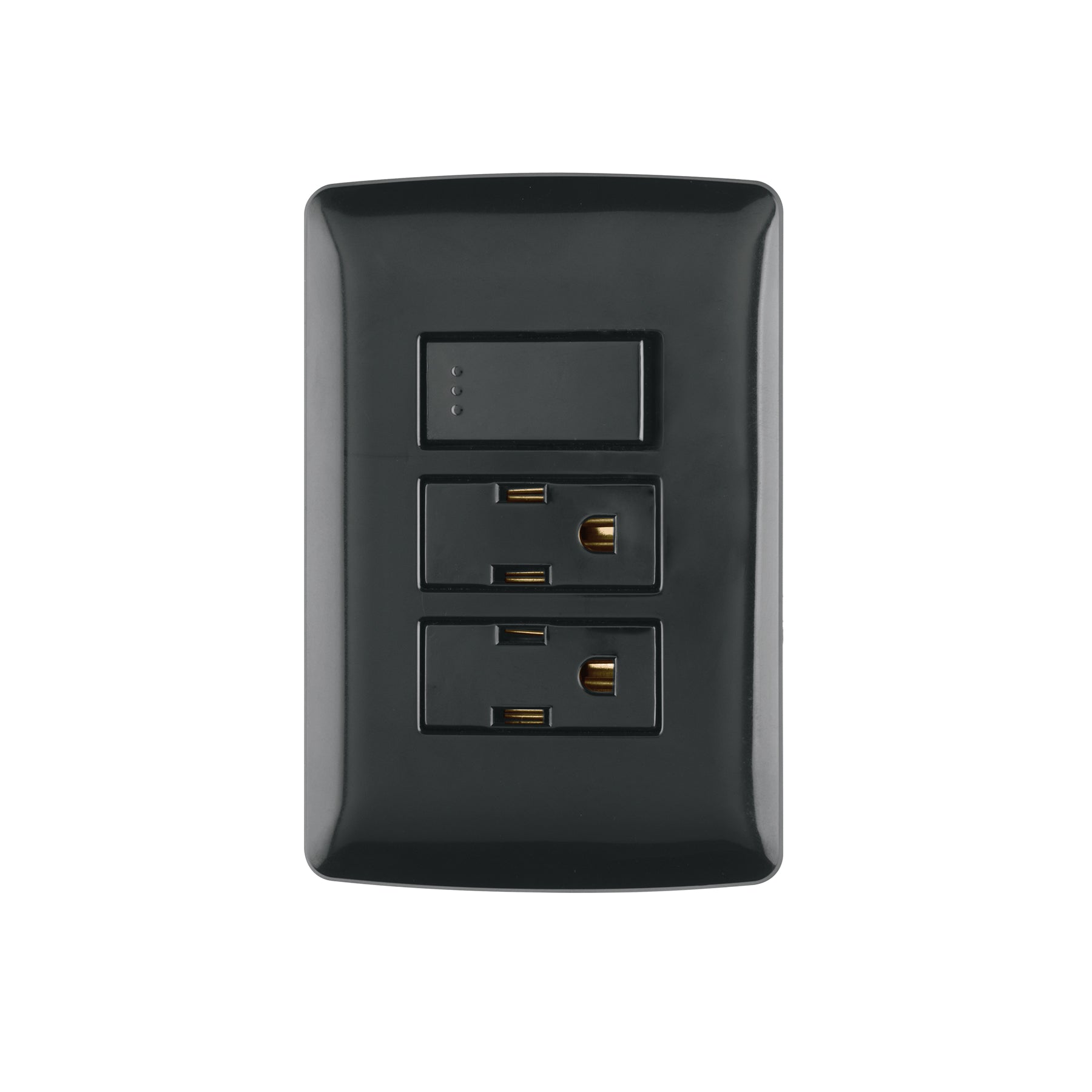Placa armada 2 contactos e interruptor,negro, línea Italiana | PA-APCO-I3N | 47593