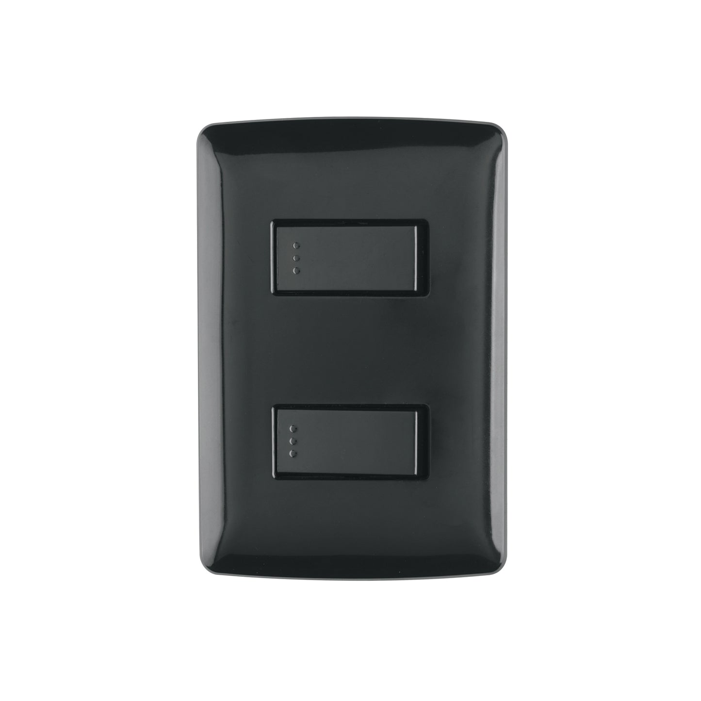 Placa armada, 2 interruptores sencillos,negro,línea Italiana | PA-APDO-IN | 47597