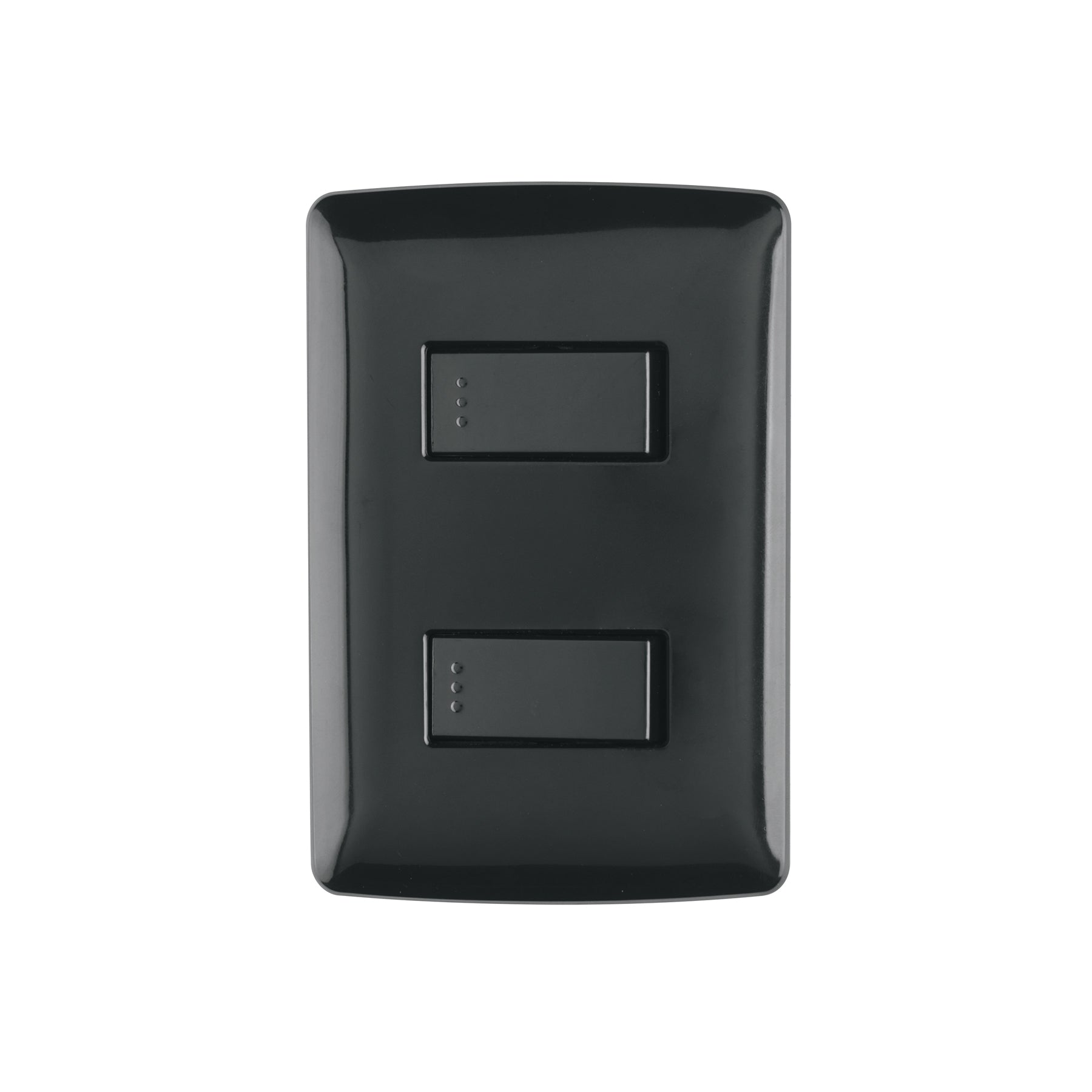 Placa armada, 2 interruptores sencillos,negro,línea Italiana | PA-APDO-IN | 47597