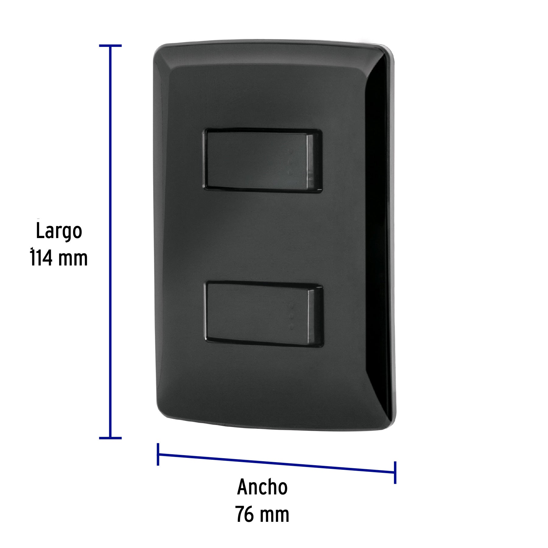 Placa armada, 2 interruptores sencillos,negro,línea Italiana | PA-APDO-IN | 47597