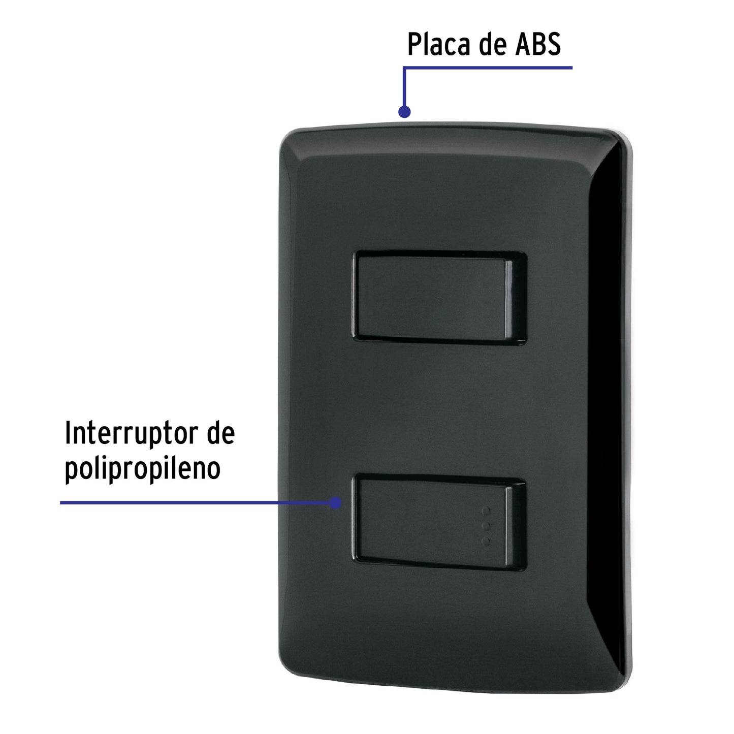 Placa armada 1 interruptor 1 escalera, negro, línea Italiana | PA-APDO-EIN | 47598