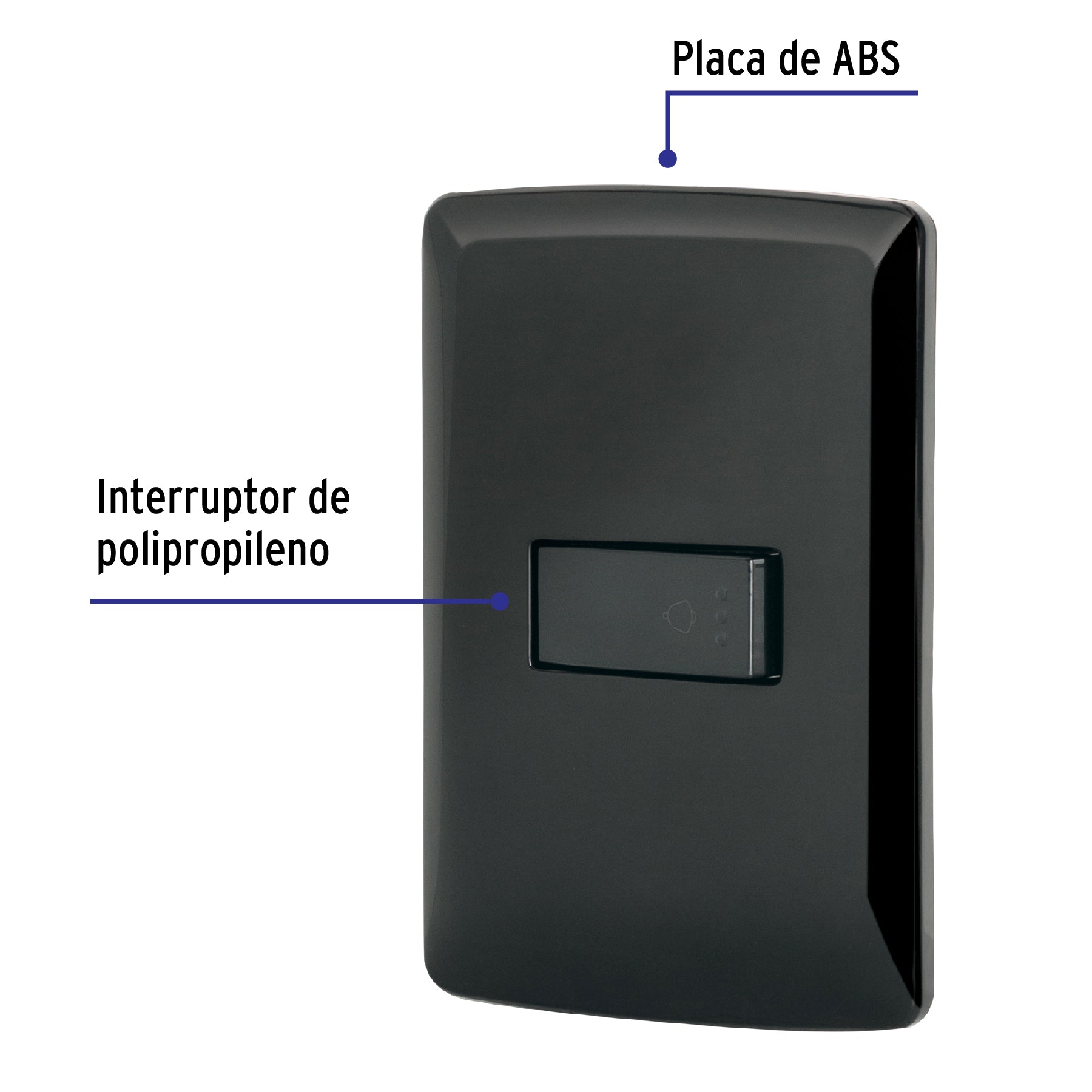Placa armada con timbre, negro, línea Italiana, Volteck | PA-TI-IN | 47601