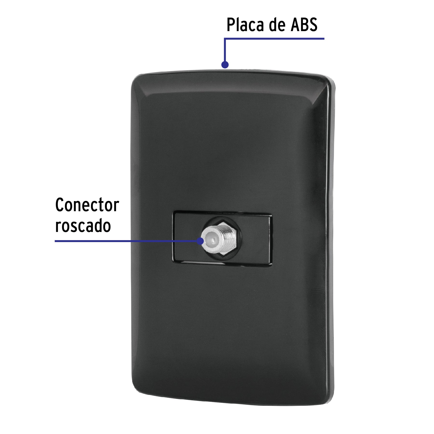 Placa armada con conexión para TV, negro, línea Italiana | PA-TV-IN | 47602