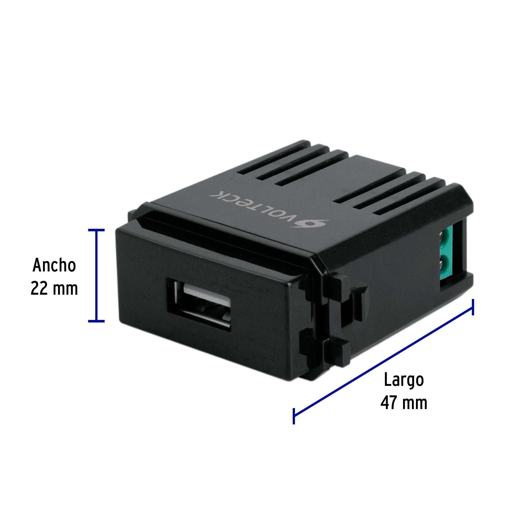 Módulo USB, línea Italiana, color negro, Volteck | CUSB-IN | 47603