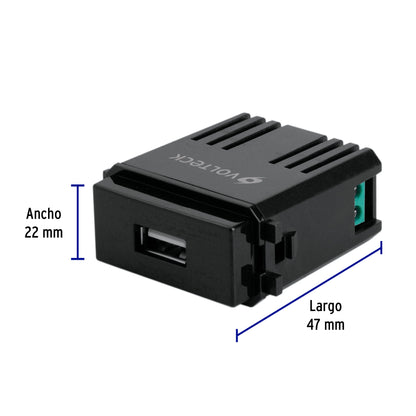 Módulo USB, línea Italiana, color negro, Volteck | CUSB-IN | 47603