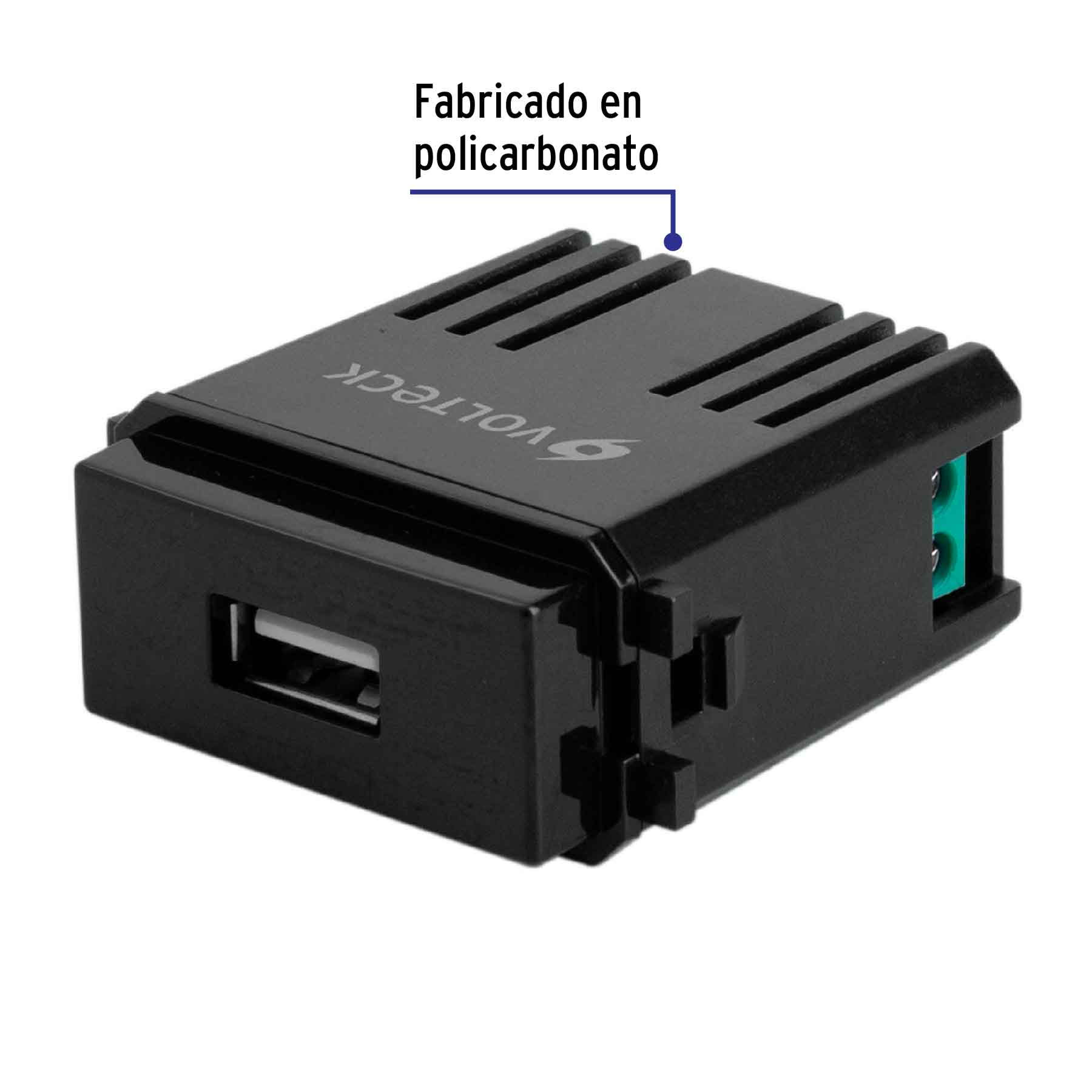 Módulo USB, línea Italiana, color negro, Volteck | CUSB-IN | 47603