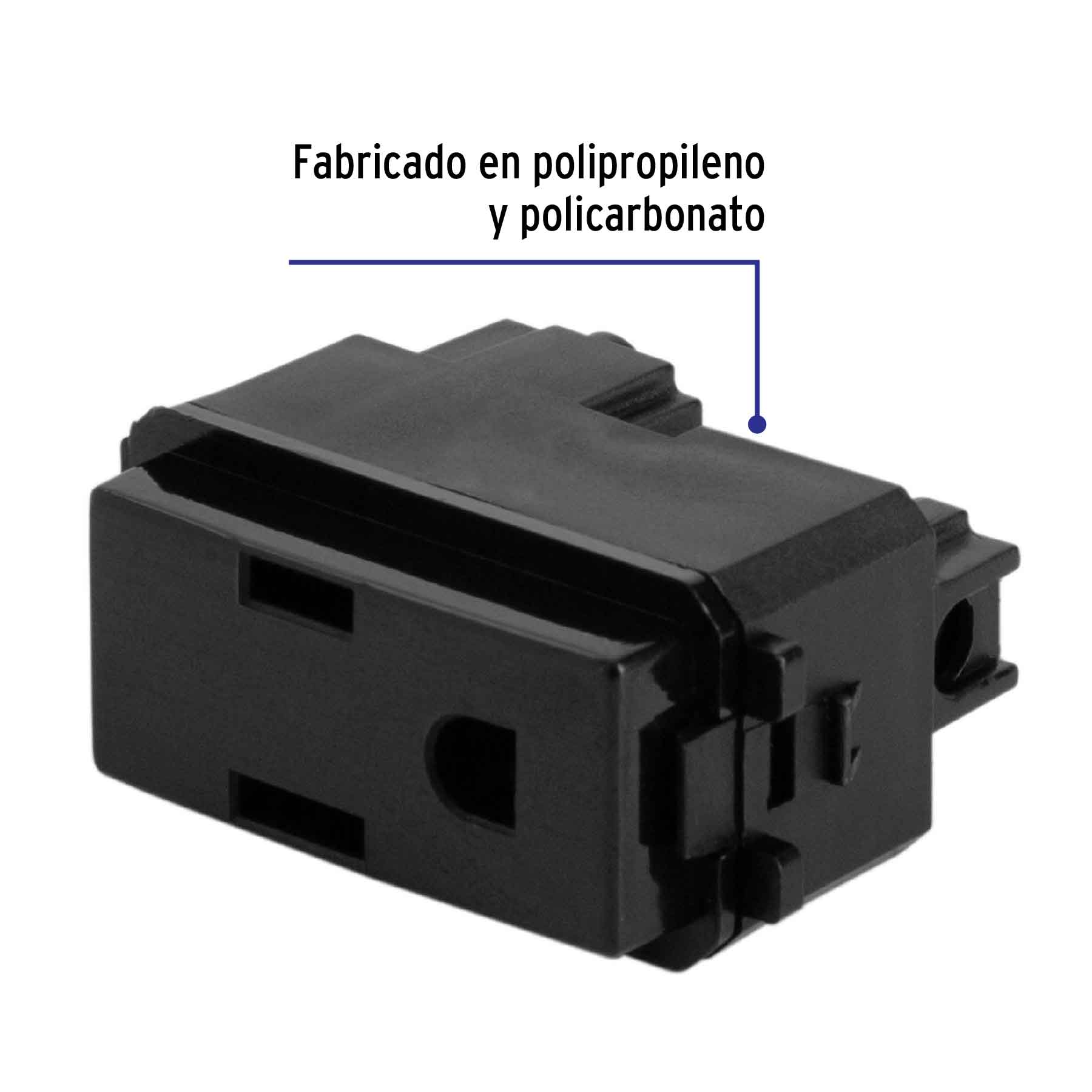 Contacto sencillo, 2 polos + tierra, línea Italiana, negro | COA-IN | 47605