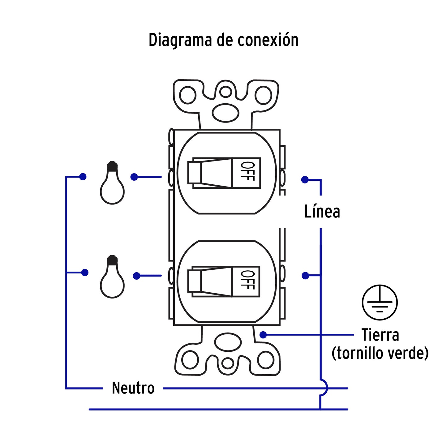 Interruptor dúplex de palanca, Standard, blanco, Volteck | APDO-SB | 47729