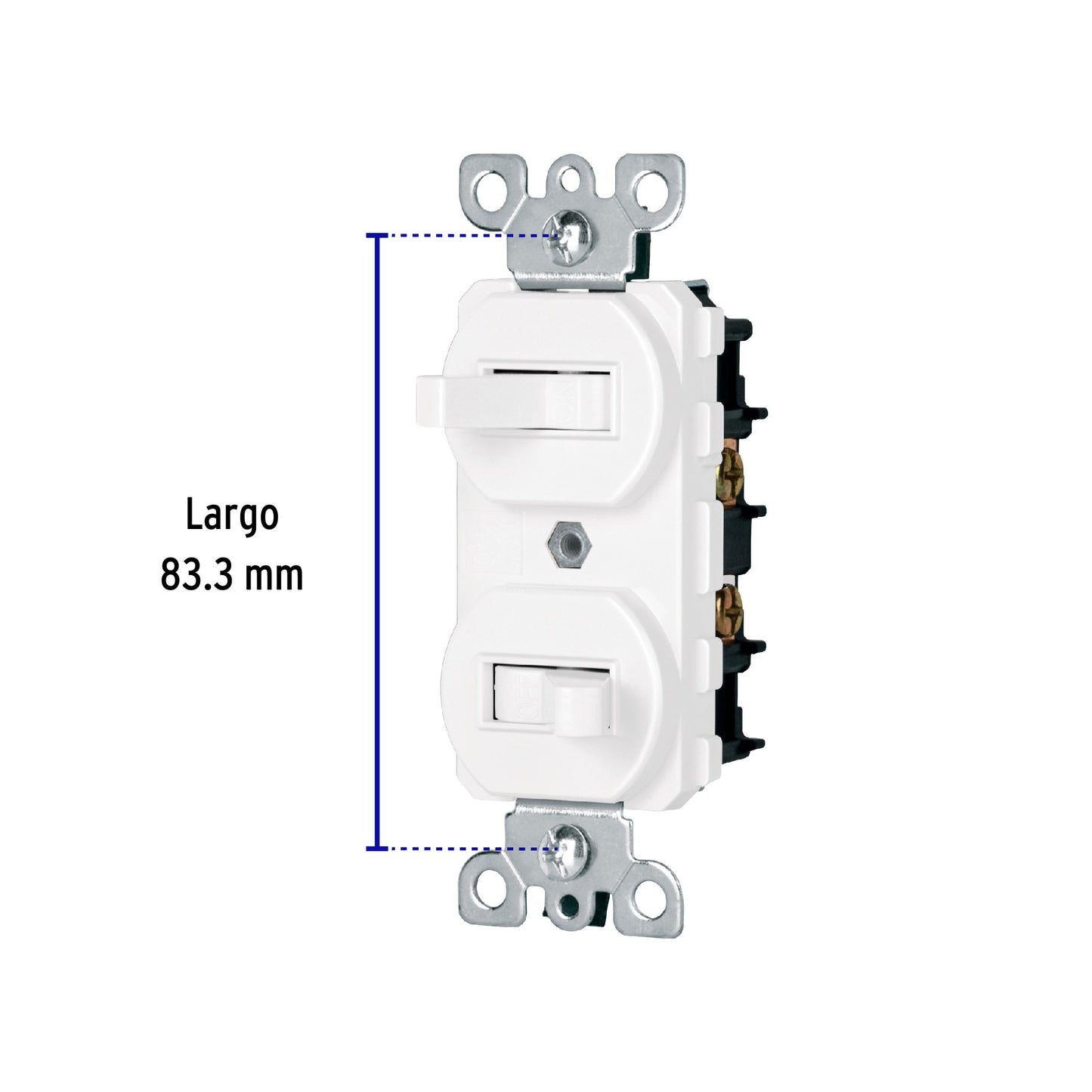 Interruptor dúplex de palanca, Standard, blanco, Volteck | APDO-SB | 47729