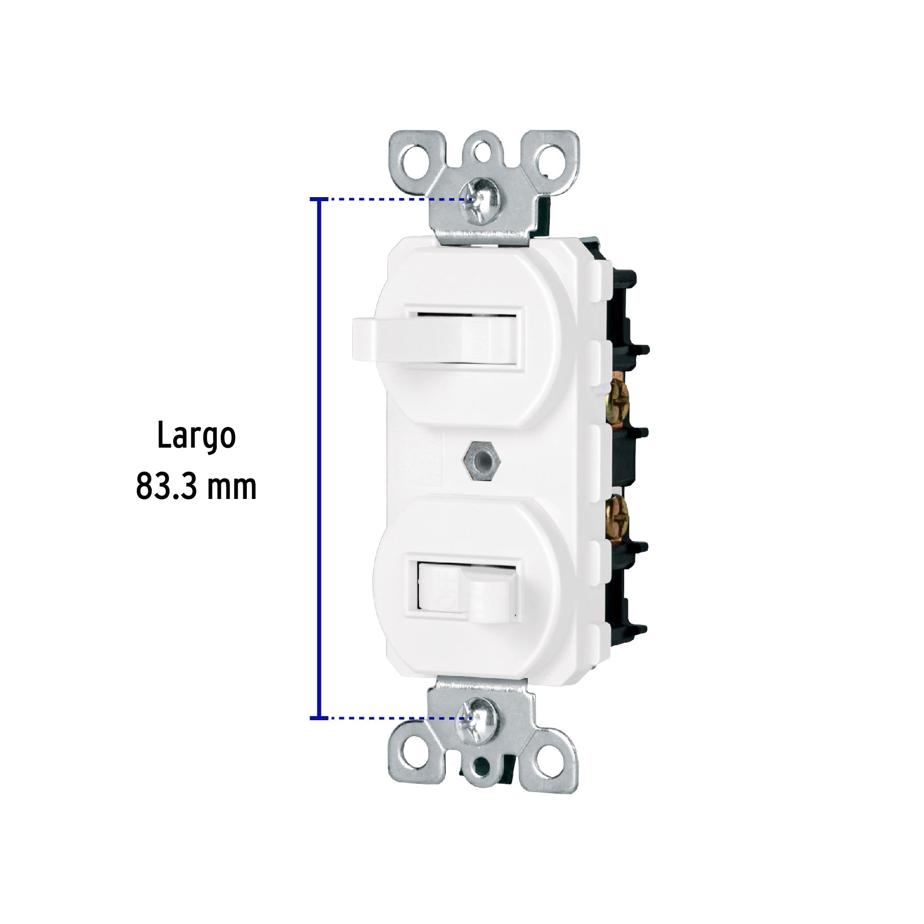 Interruptor dúplex de palanca, Standard, blanco, Volteck | APDO-SB | 47729