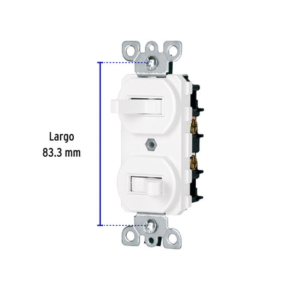 Interruptor dúplex de palanca, Standard, blanco, Volteck | APDO-SB | 47729
