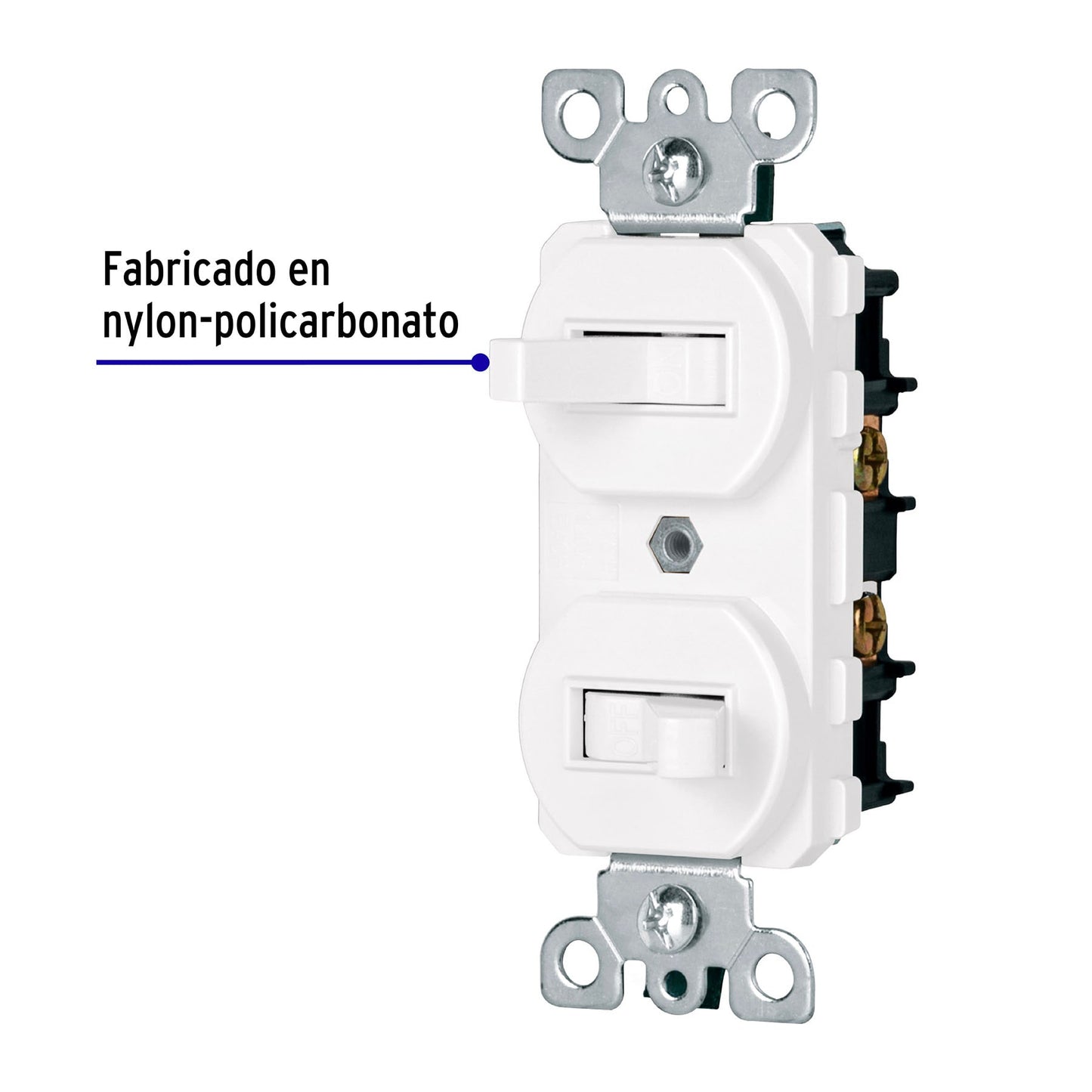 Interruptor dúplex de palanca, Standard, blanco, Volteck | APDO-SB | 47729