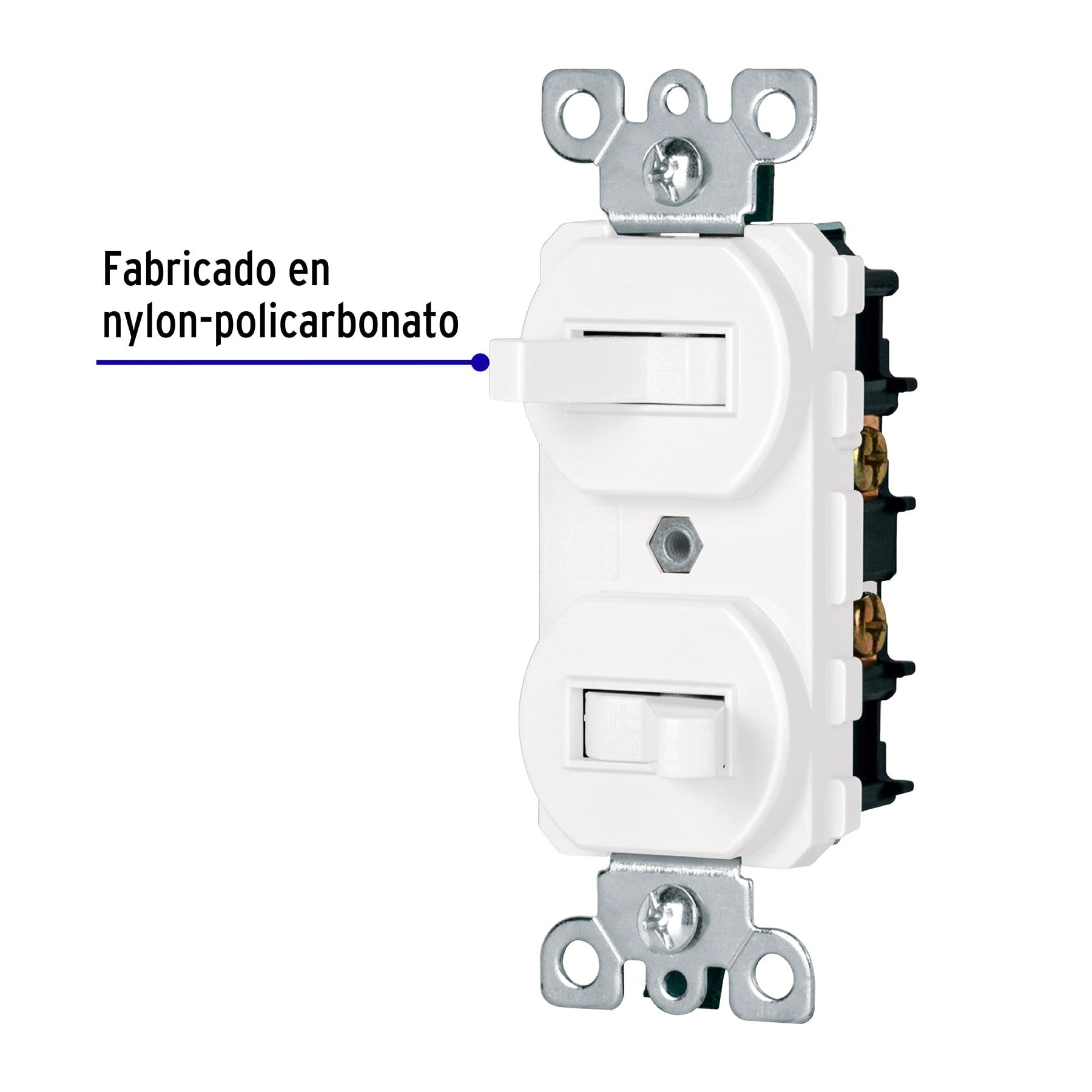 Interruptor dúplex de palanca, Standard, blanco, Volteck | APDO-SB | 47729