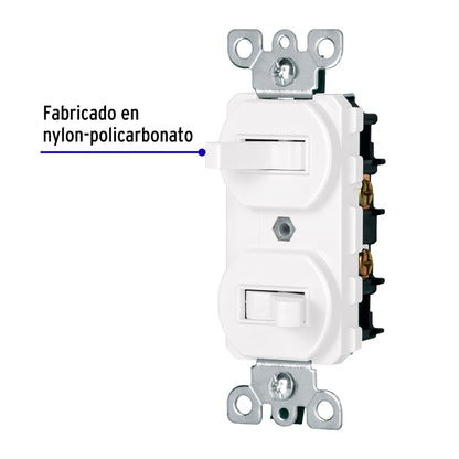 Interruptor dúplex de palanca, Standard, blanco, Volteck | APDO-SB | 47729