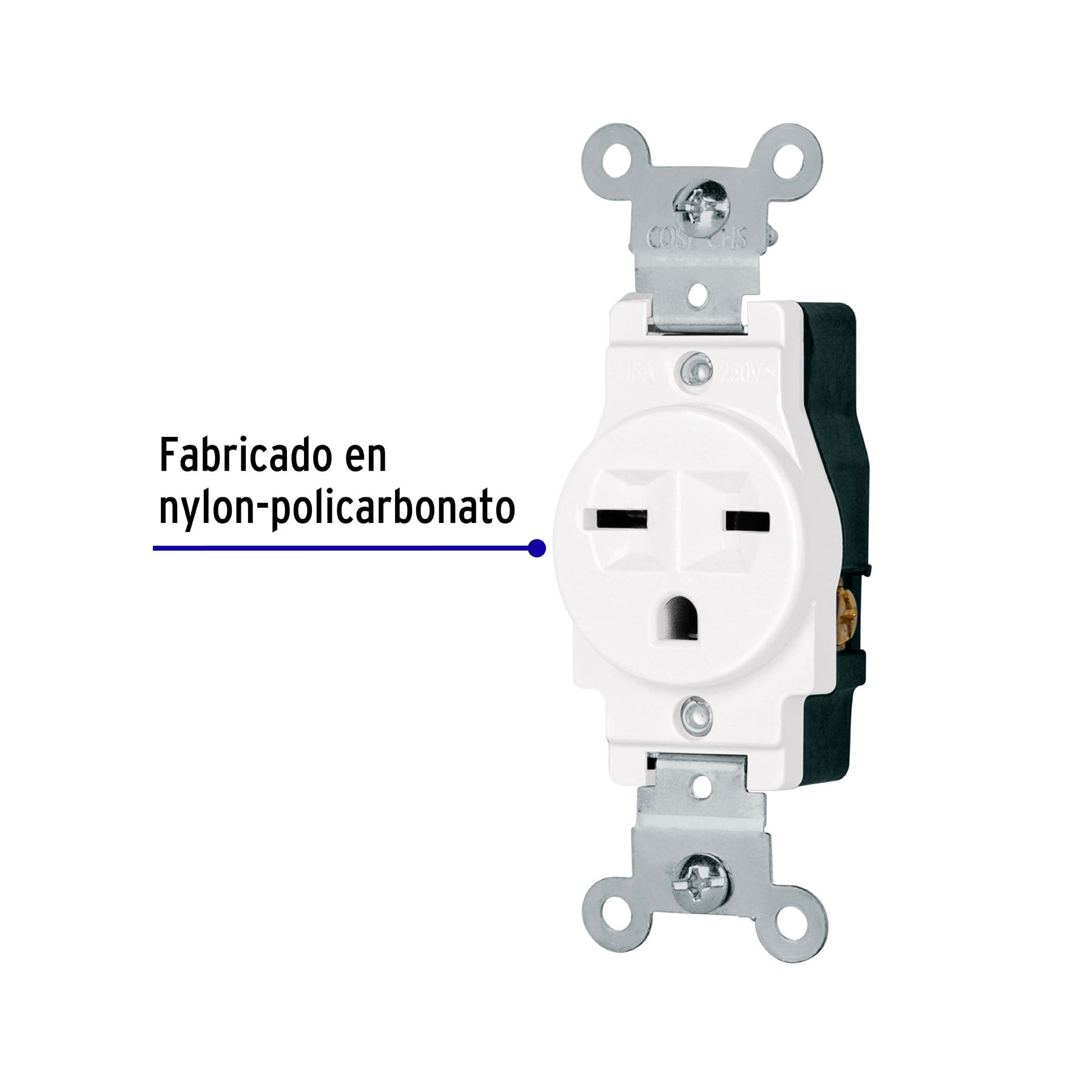 Contacto sencillo, cara de chino, Standard, blanco, Volteck | COSE-CHSB | 47732