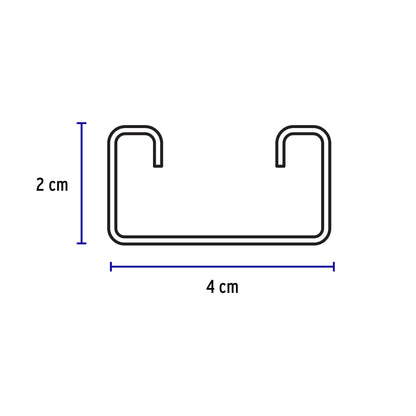 Perfil monocanal sólido de 3 m, 4 x 2 cm cal. 16, VOLTECK | PU-162S | 47759