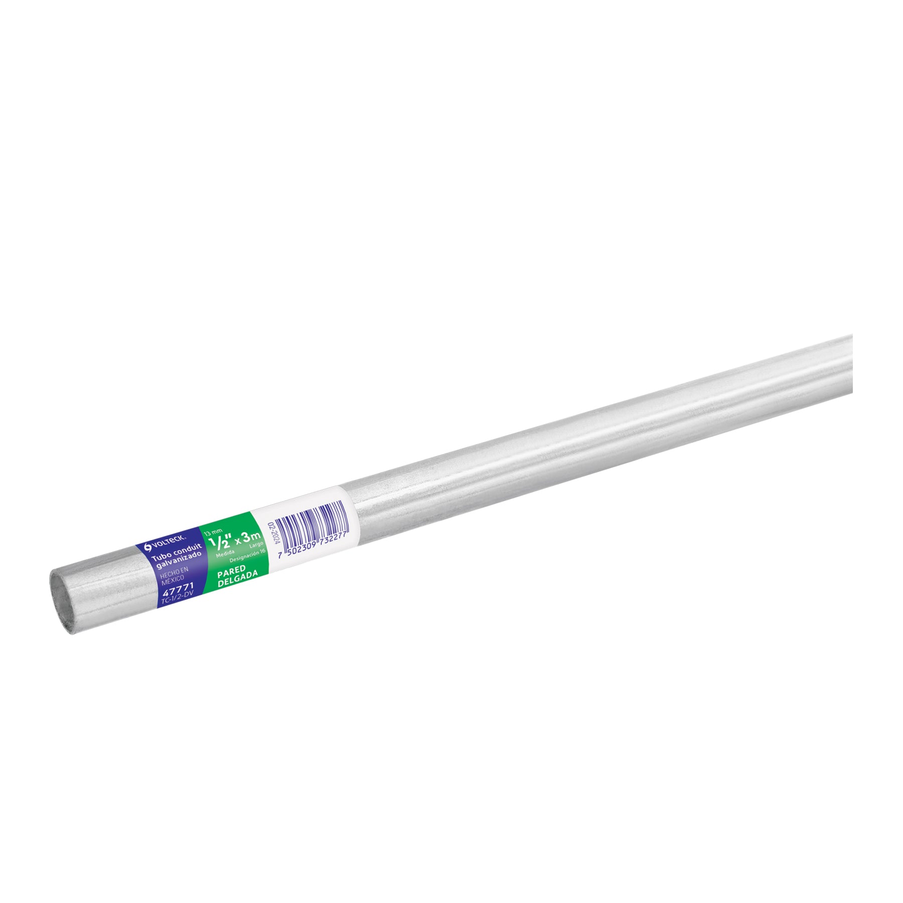 Tubo Conduit 1/2' pared delgada (1 mm), et. verde, 3 m | TC-1/2-DV | 47771