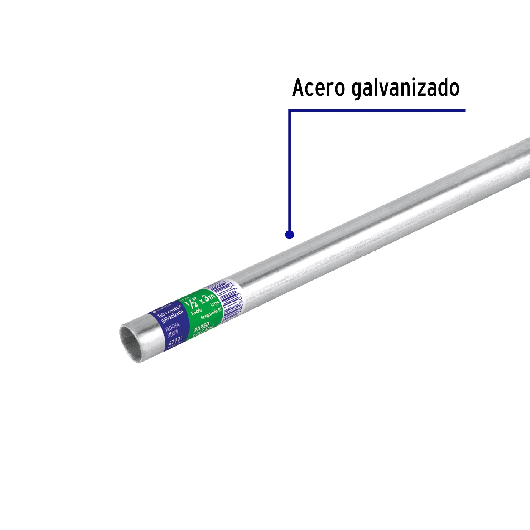 Tubo Conduit 1/2' pared delgada (1 mm), et. verde, 3 m | TC-1/2-DV | 47771