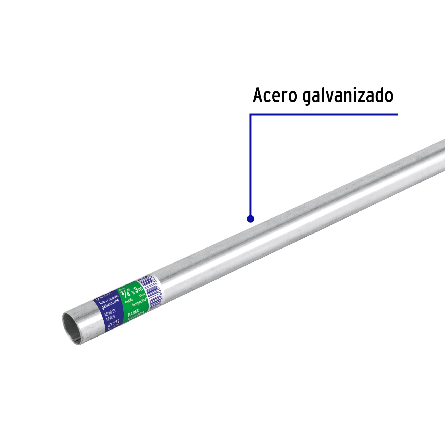 Tubo Conduit 3/4' pared delgada (1 mm), et. verde, 3 m | TC-3/4-DV | 47772
