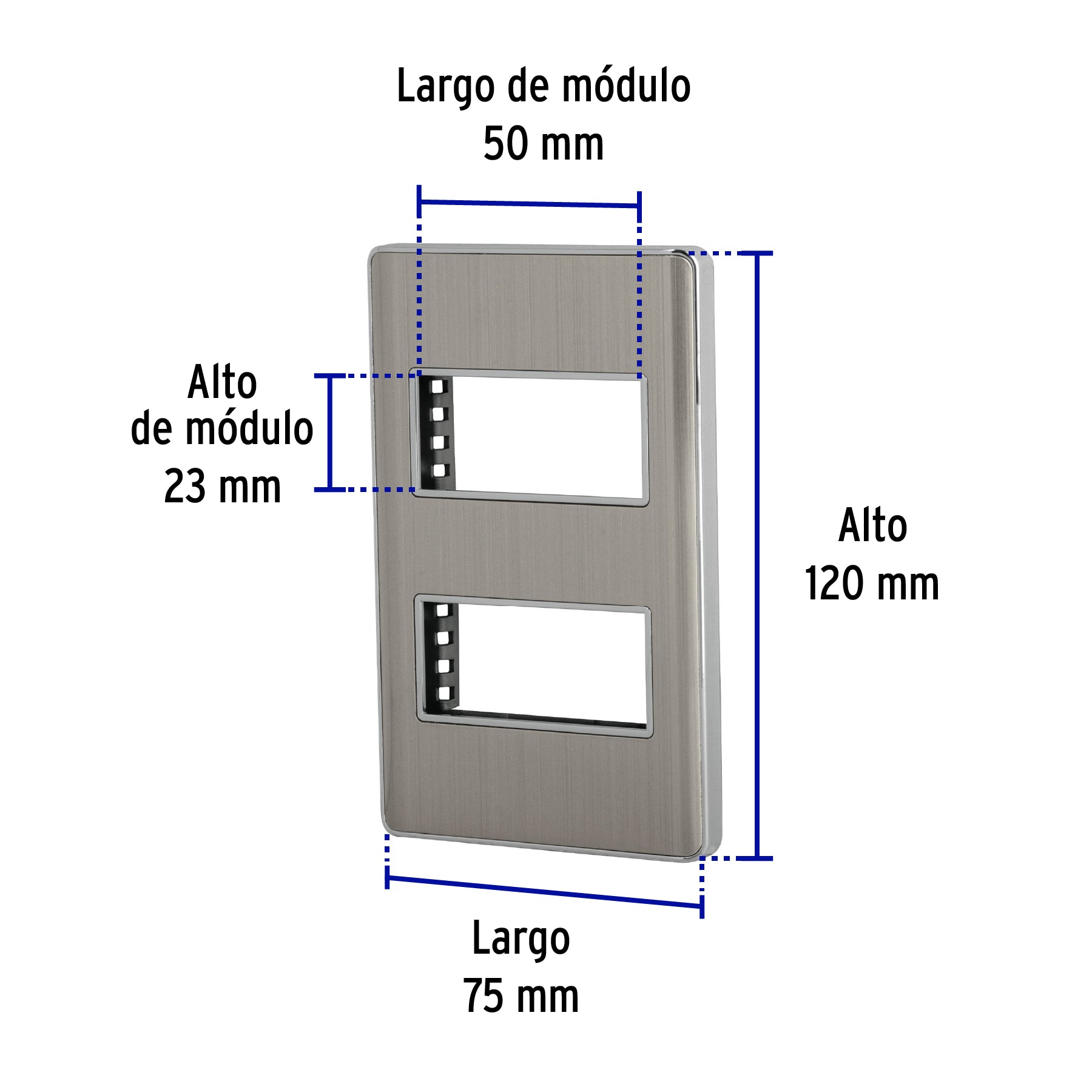 Placa de acero inox con 2 ventanas 1 módulo, línea Lisboa | PPDO-LA | 47817