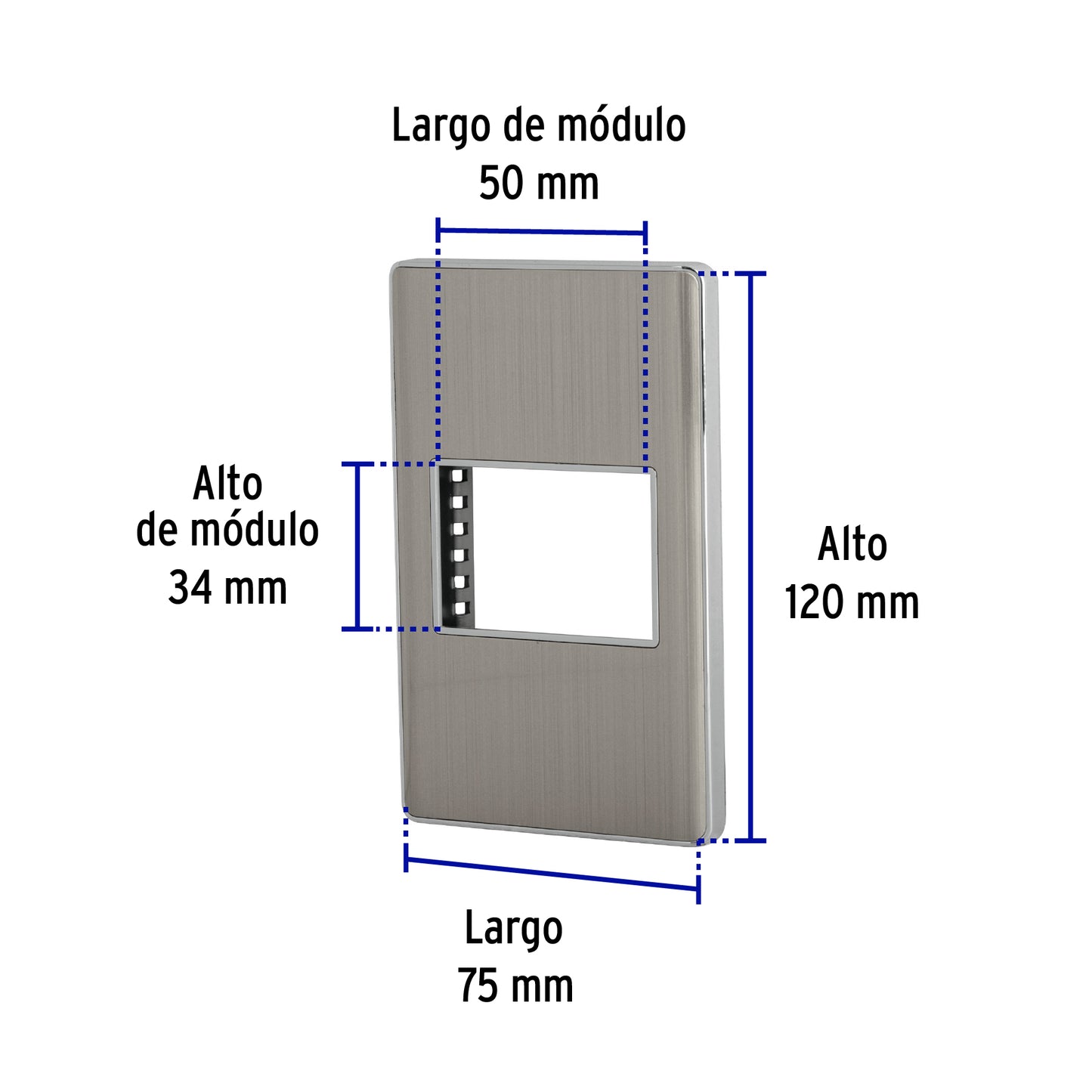Placa de acero inox con 1 ventana 1.5 módulos, línea Lisboa | PPSE15-LA | 47818