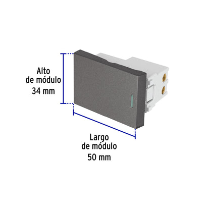 Interruptor sencillo acero inox de 1.5 módulos, línea Lisboa | APSE15-LA | 47821