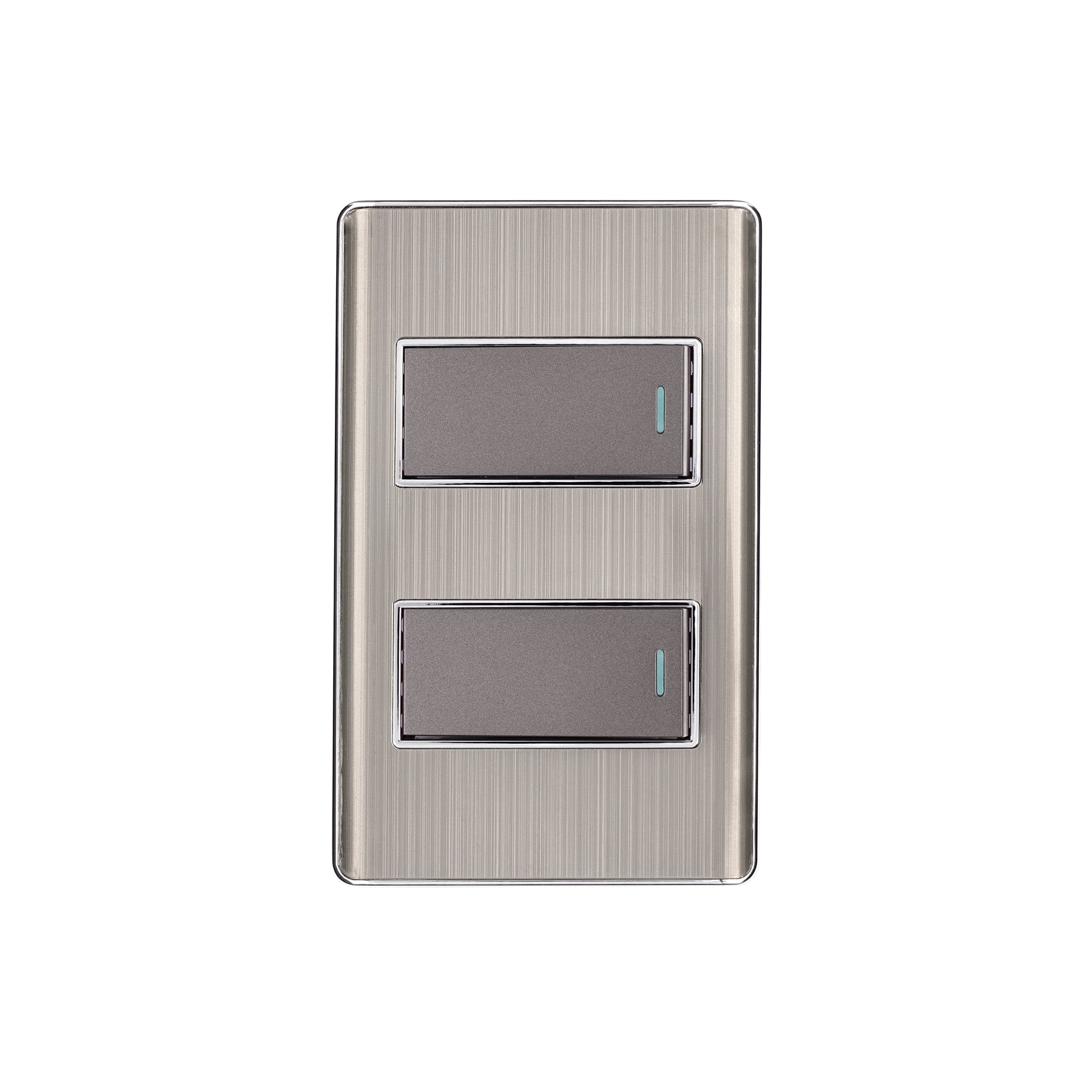 Placa armada acero inox con 2 interruptores 1 módulo, Lisboa | PA-APDO1-LA | 47834