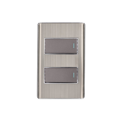 Placa armada acero inox con 2 interruptores 1 módulo, Lisboa | PA-APDO1-LA | 47834