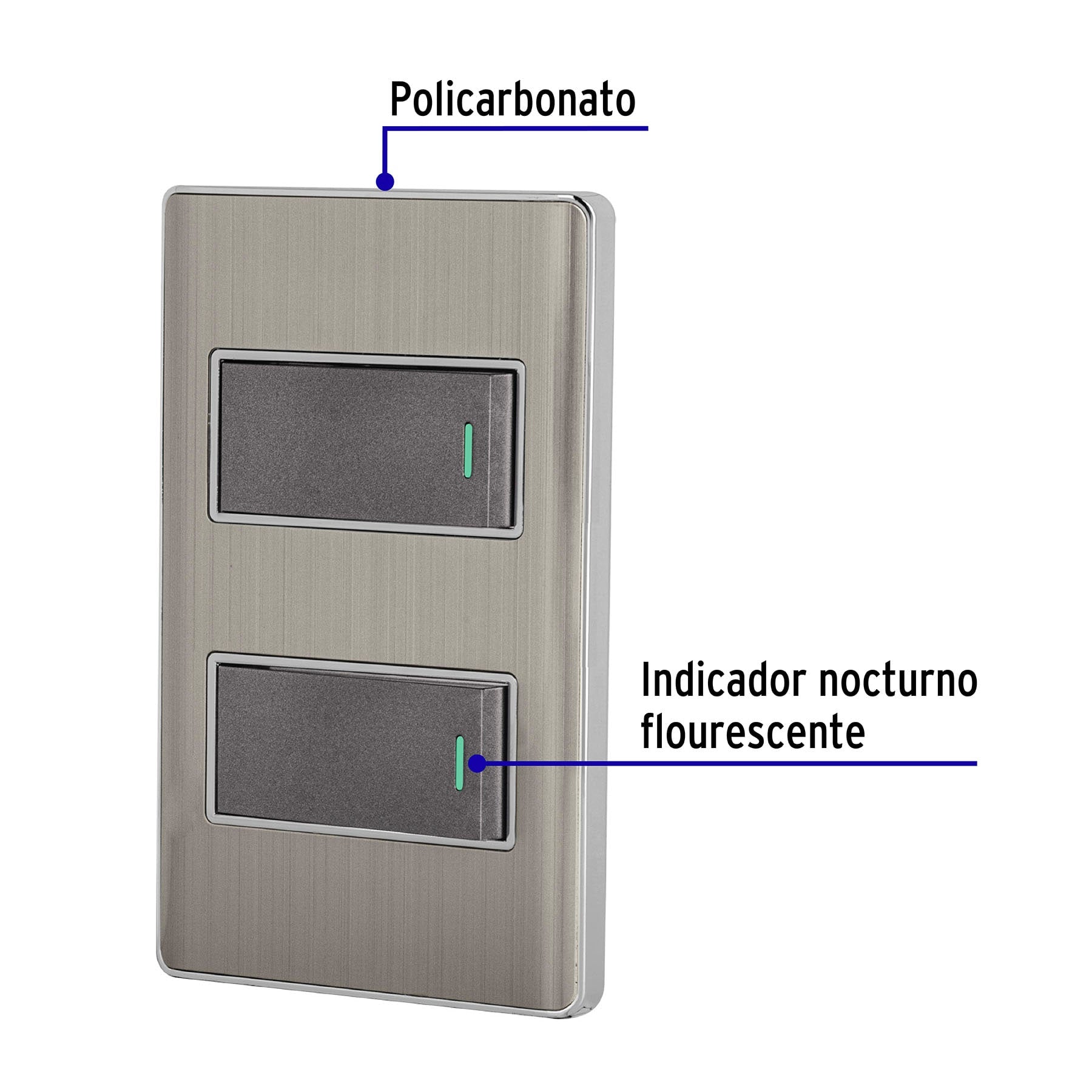 Placa armada acero inox con 2 interruptores 1 módulo, Lisboa | PA-APDO1-LA | 47834