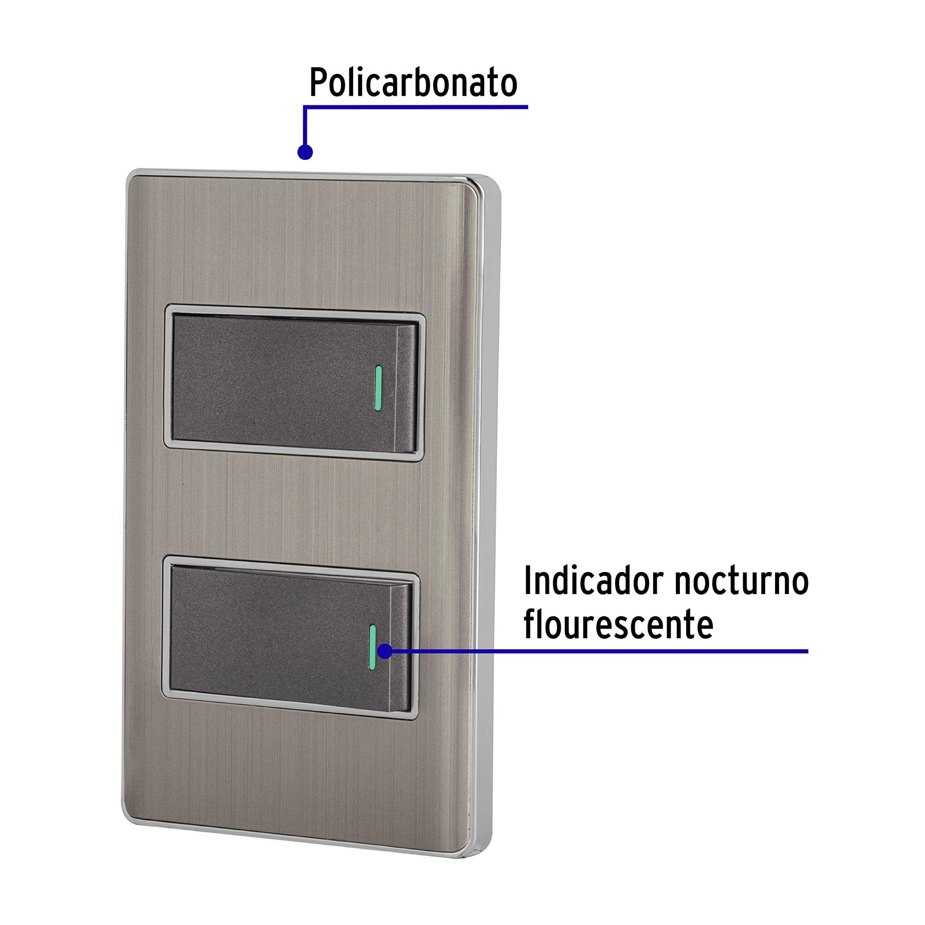 Placa armada acero 1 interruptor y 1 de 3 vías 1 mód,Lisboa | PA-APDO1-ELA | 47835