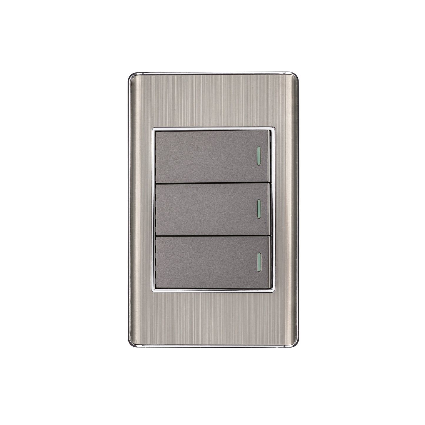 Placa armada acero inox 3 interruptores 1 módulo, Lisboa | PA-APTR-LA | 47836