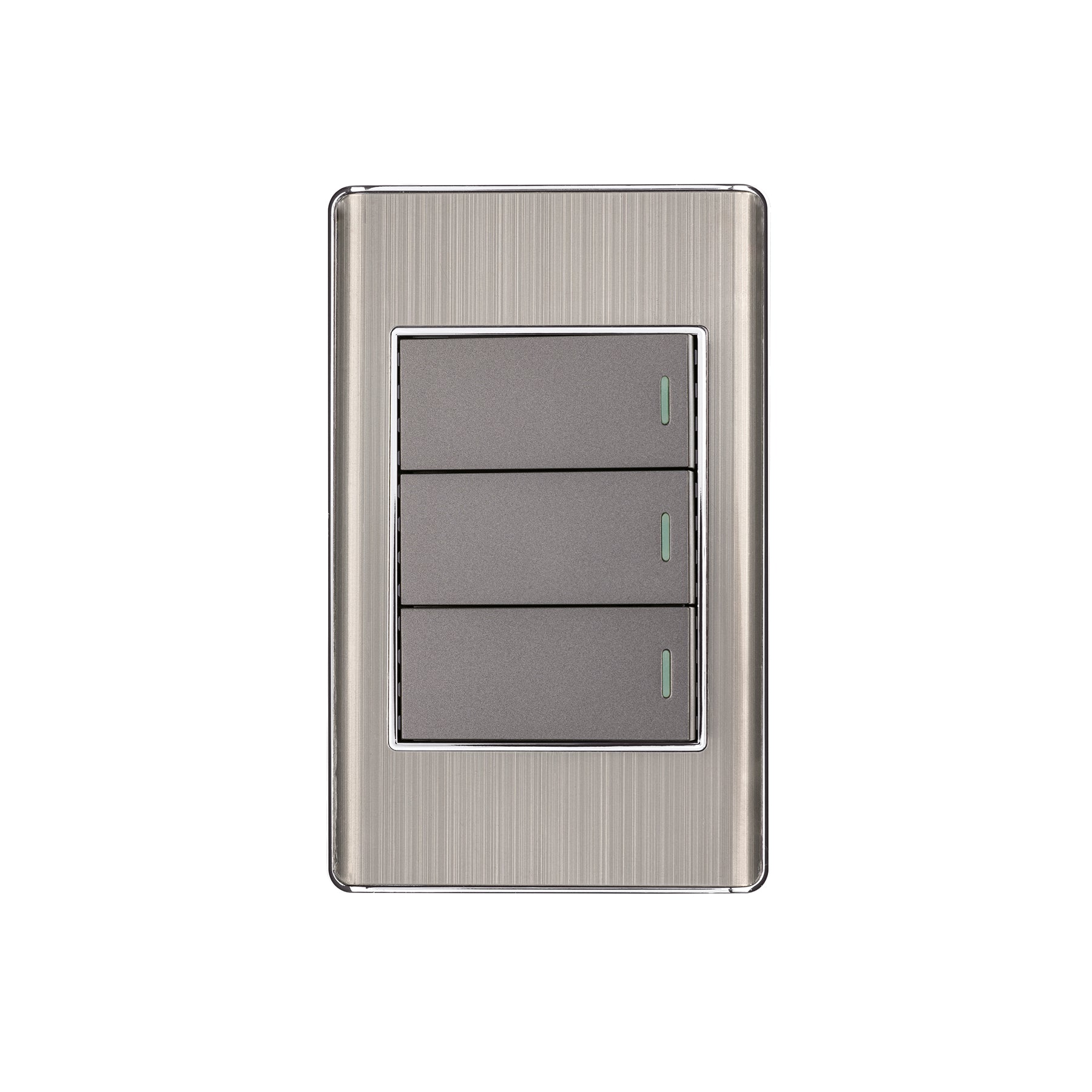 Placa armada acero inox 3 interruptores 1 módulo, Lisboa | PA-APTR-LA | 47836