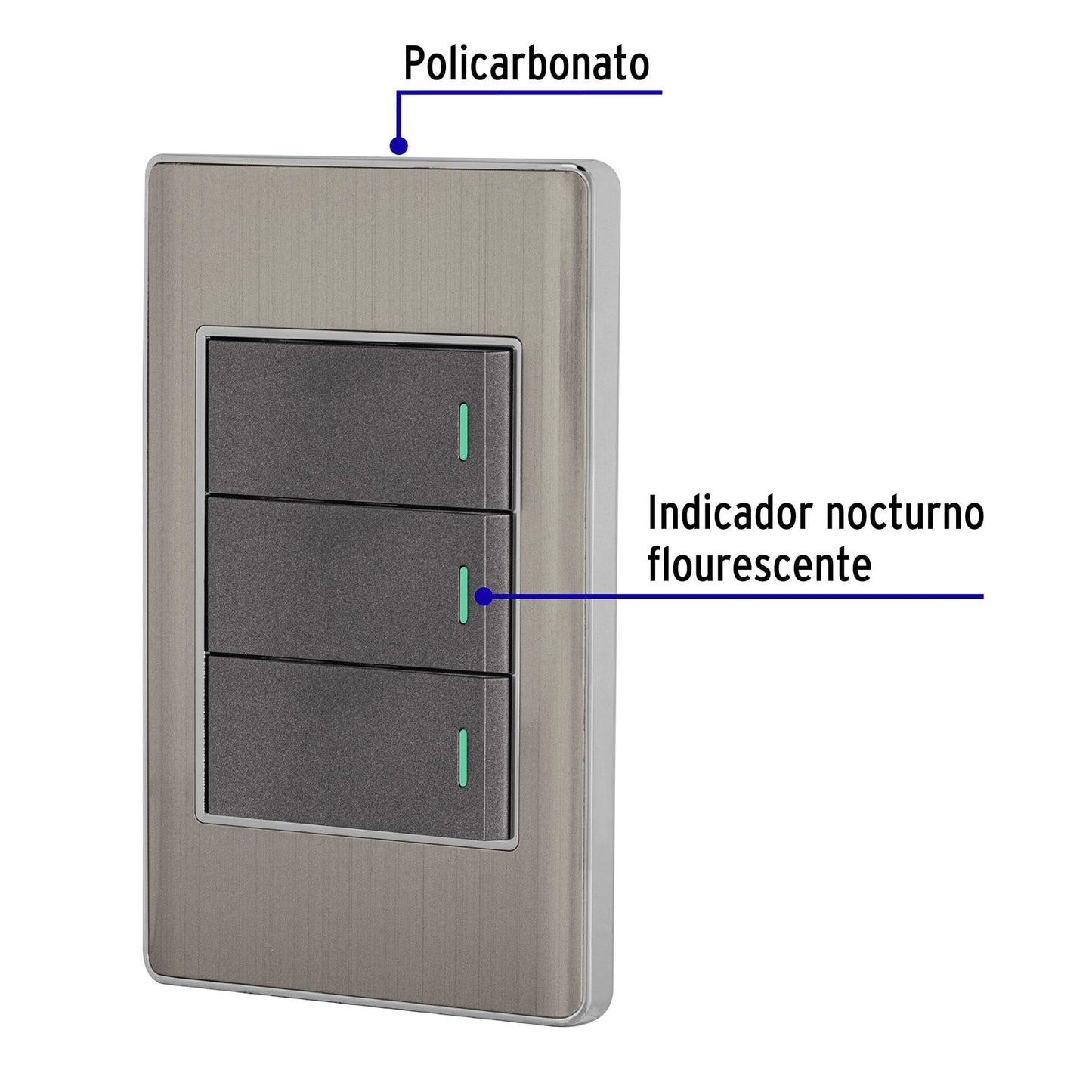 Placa armada acero inox 3 interruptores 1 módulo, Lisboa | PA-APTR-LA | 47836