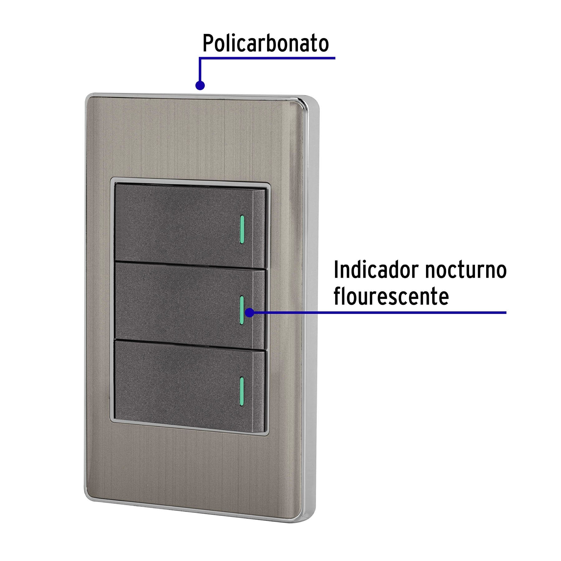Placa armada acero 2 interruptores 1 de 3 vías 1 mód,Lisboa | PA-APTR-ELA | 47837