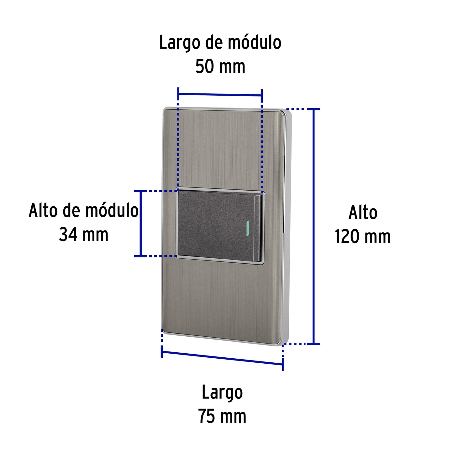 Placa armada acero inox 1 interruptor 1.5 módulos, Lisboa | PA-APSE15-LA | 47838