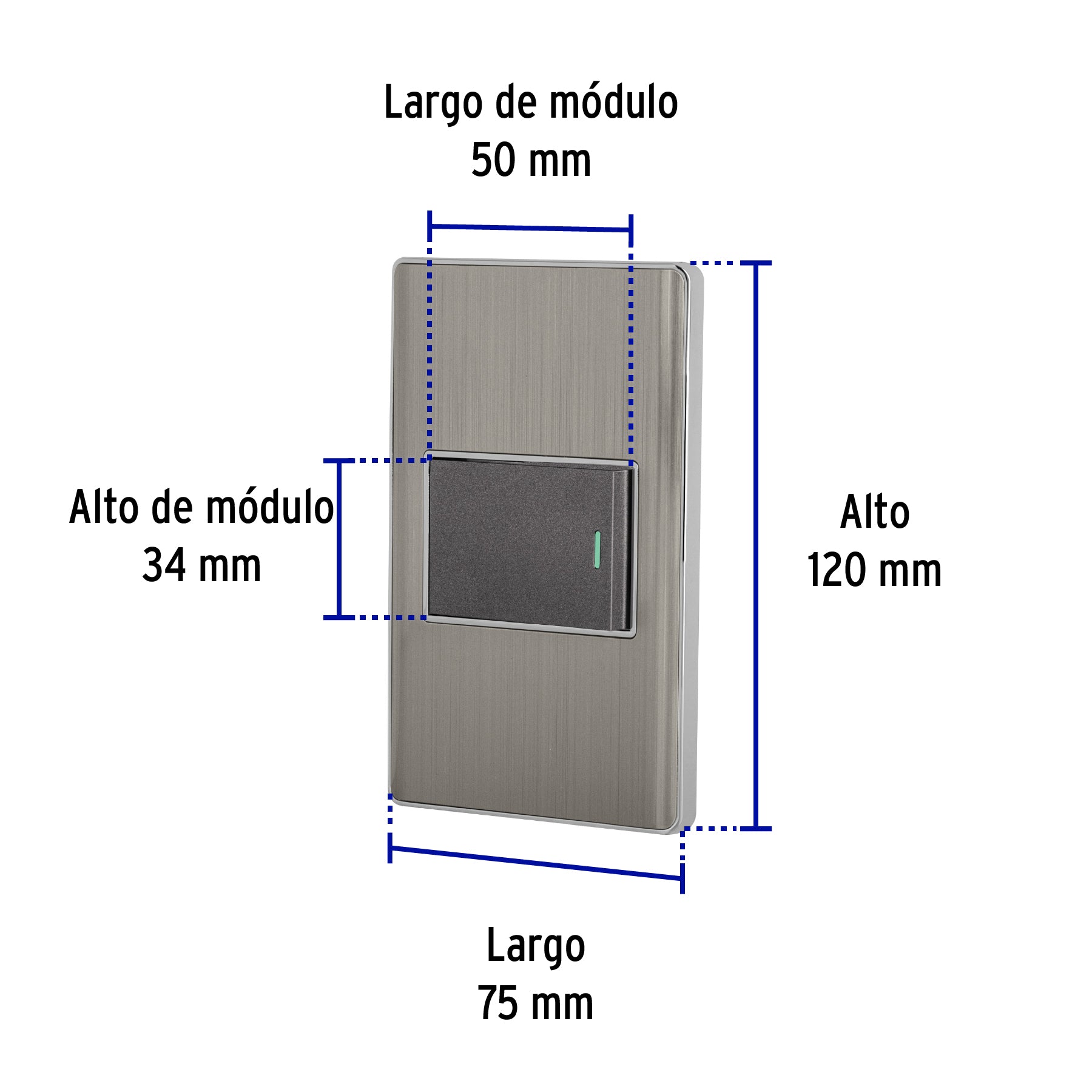 Placa armada acero inox 1 interruptor 1.5 módulos, Lisboa | PA-APSE15-LA | 47838