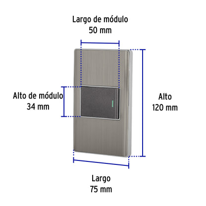 Placa armada acero inox 1 interruptor 1.5 módulos, Lisboa | PA-APSE15-LA | 47838