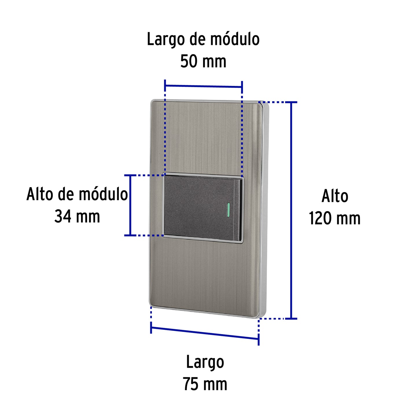 Placa armada acero 1 interruptor de 3 vías 1.5 mód, Lisboa | PA-APSE15-ELA | 47839