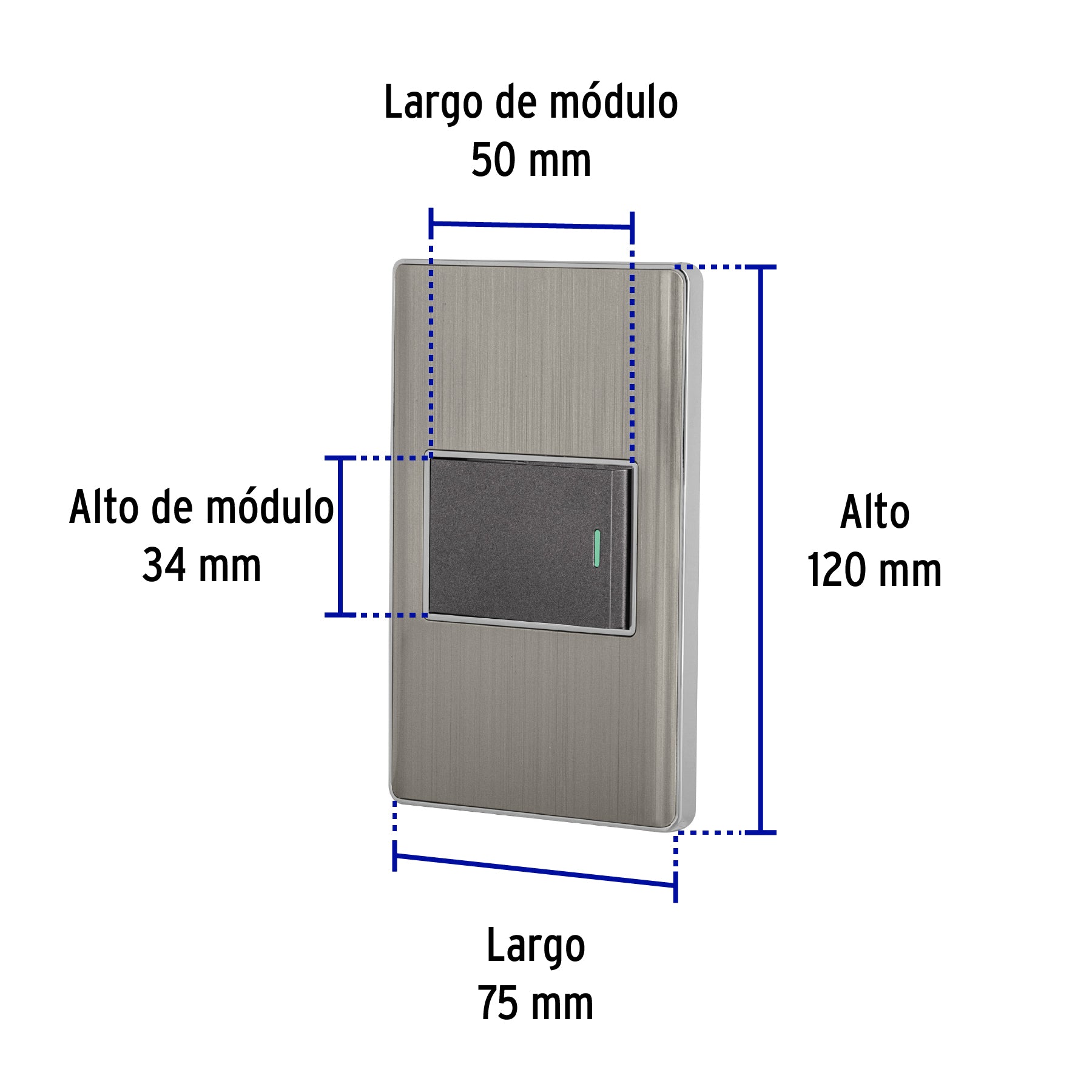 Placa armada acero 1 interruptor de 3 vías 1.5 mód, Lisboa | PA-APSE15-ELA | 47839