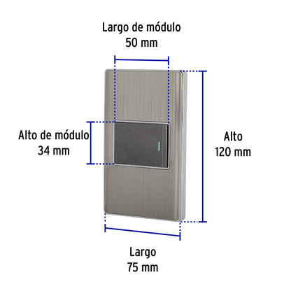 Placa armada acero 1 interruptor de 3 vías 1.5 mód, Lisboa | PA-APSE15-ELA | 47839