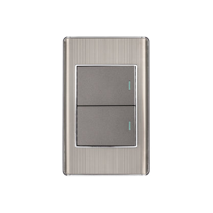Placa armada acero inox 2 interruptores 1.5 módulos, Lisboa | PA-APDO15-LA | 47840