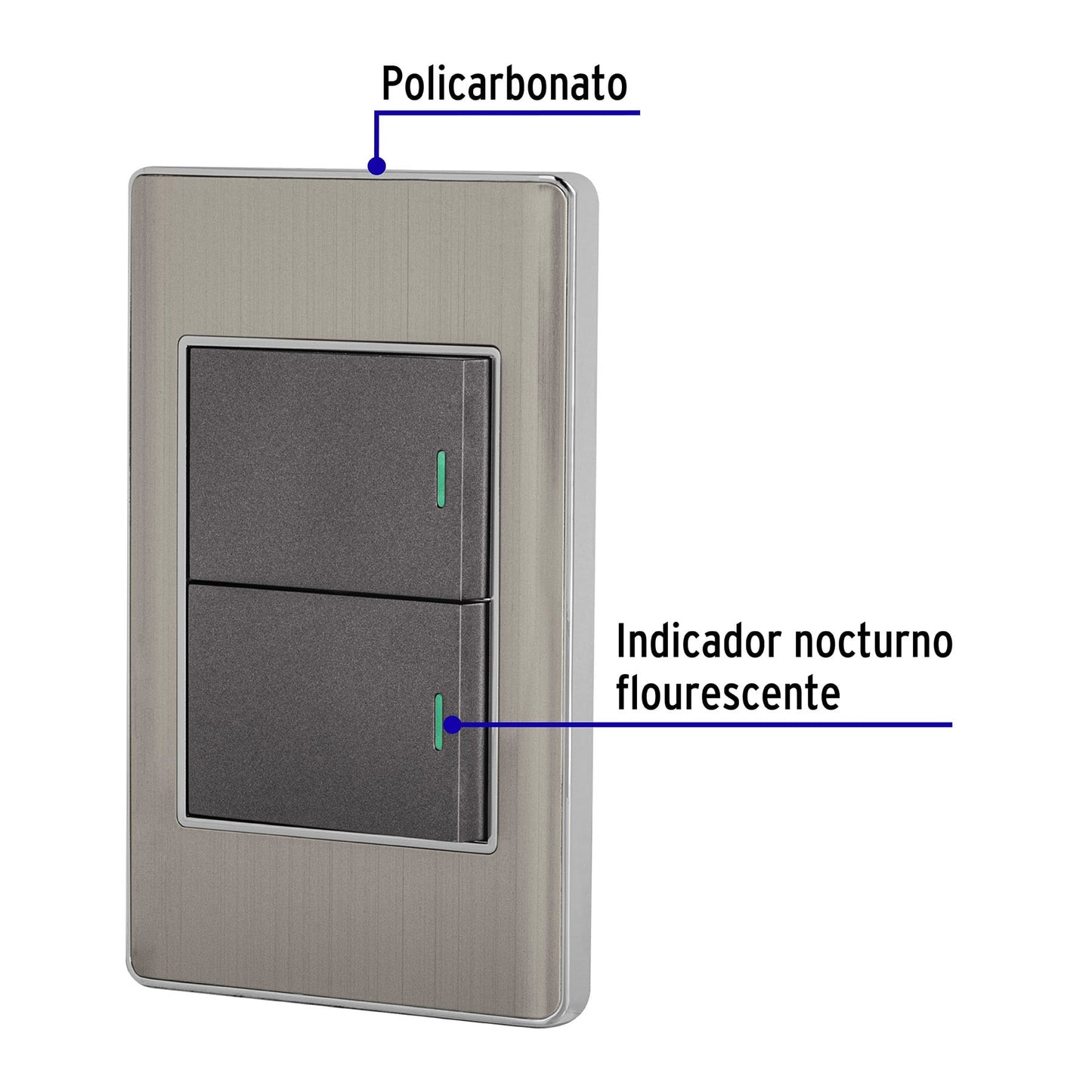 Placa armada acero inox 2 interruptores 1.5 módulos, Lisboa | PA-APDO15-LA | 47840