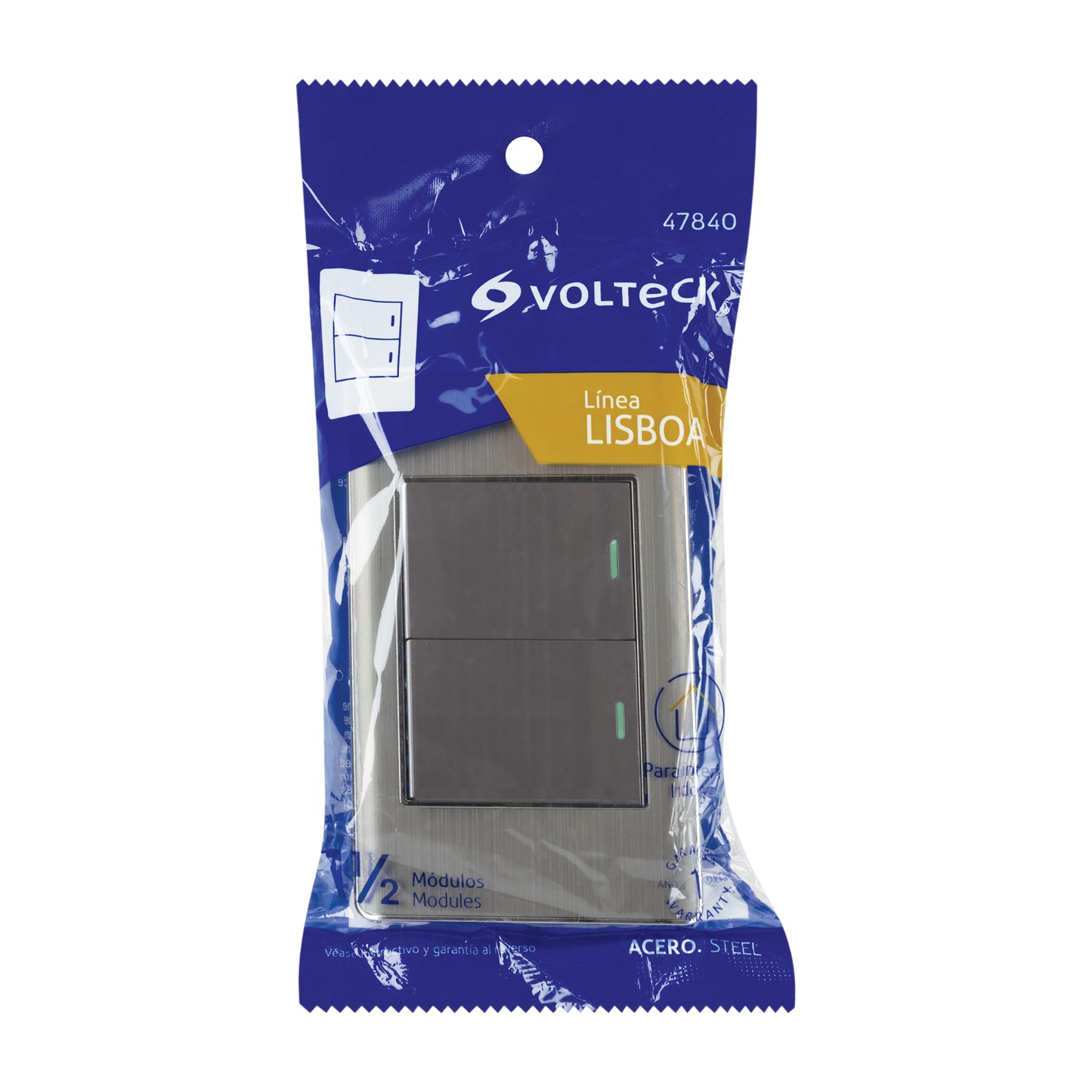 Placa armada acero inox 2 interruptores 1.5 módulos, Lisboa | PA-APDO15-LA | 47840