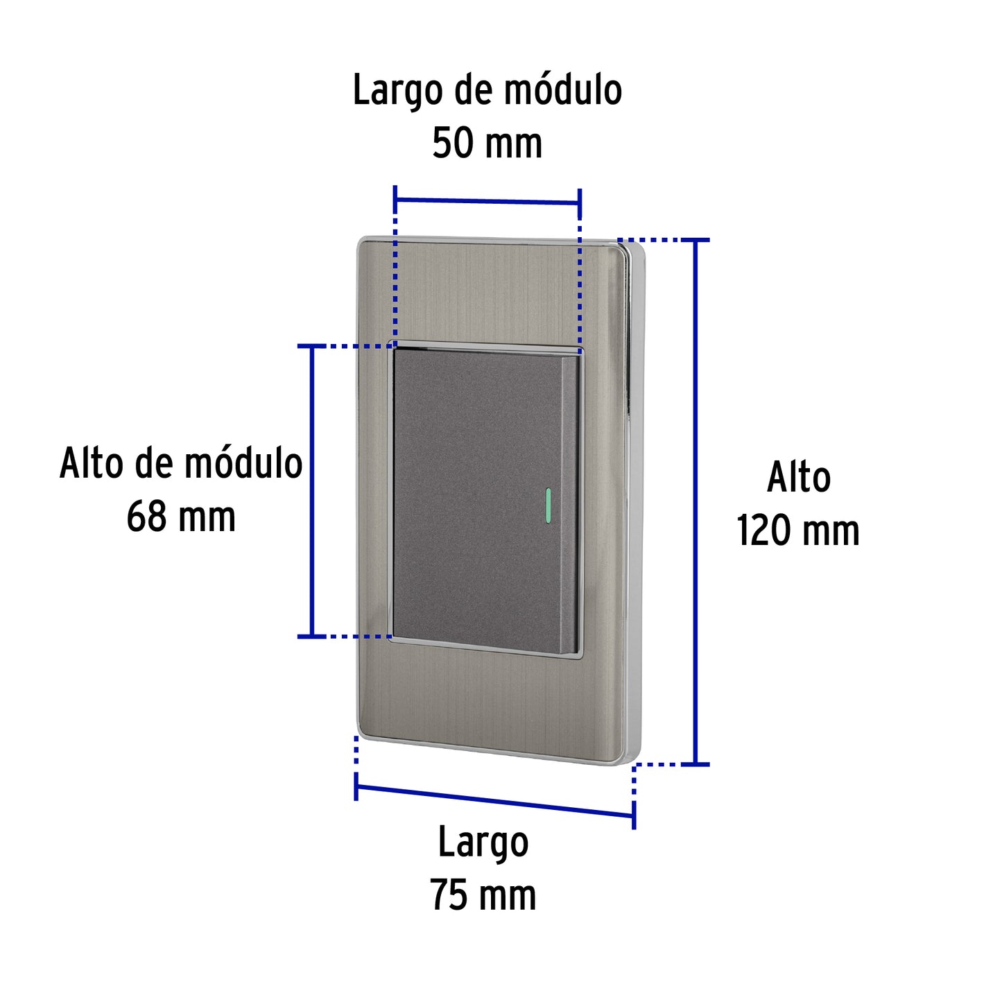 Placa armada acero inox 1 interruptor 3 módulos, Lisboa | PA-APSE3-LA | 47842