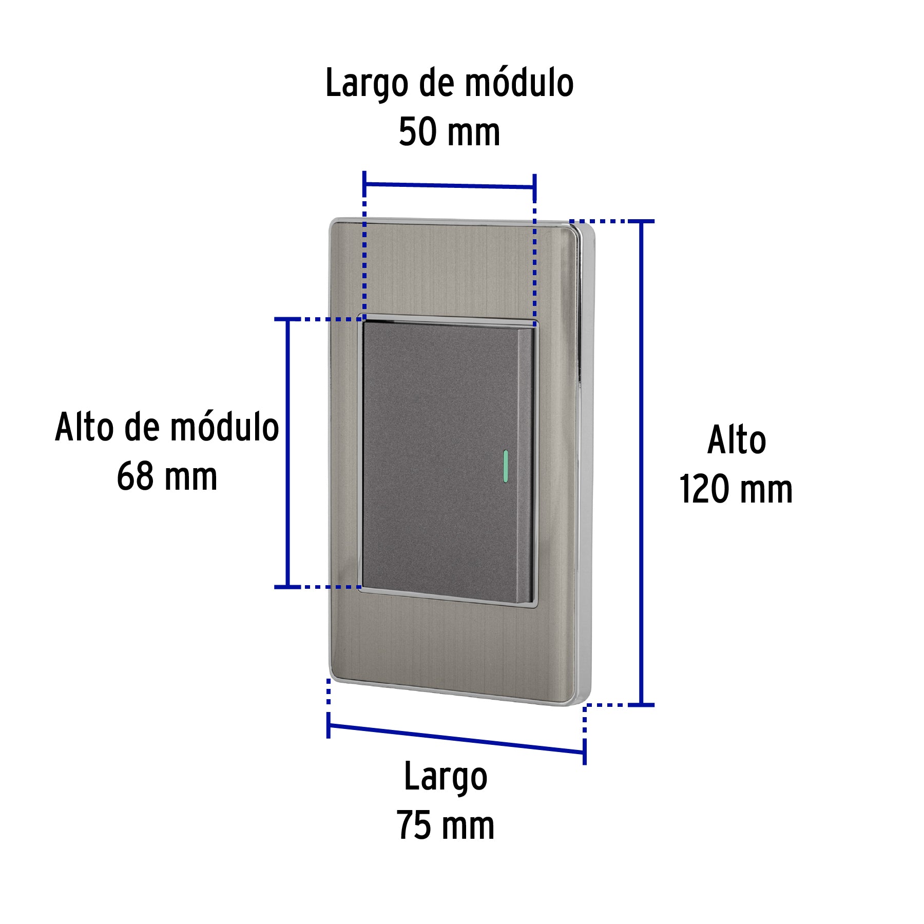 Placa armada acero inox 1 interruptor 3 módulos, Lisboa | PA-APSE3-LA | 47842