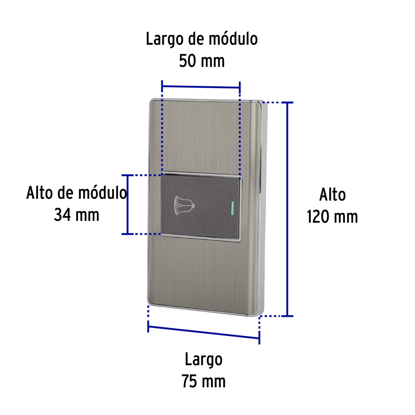 Placa armada acero 1 interruptor de timbre 1.5 mód, Lisboa | PA-TI-LA | 47843
