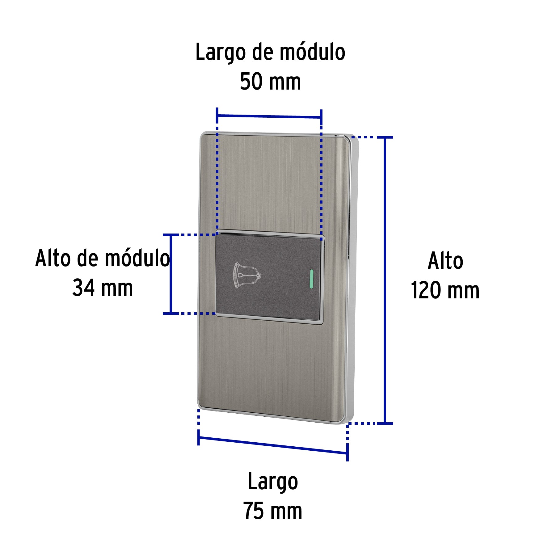 Placa armada acero 1 interruptor de timbre 1.5 mód, Lisboa | PA-TI-LA | 47843