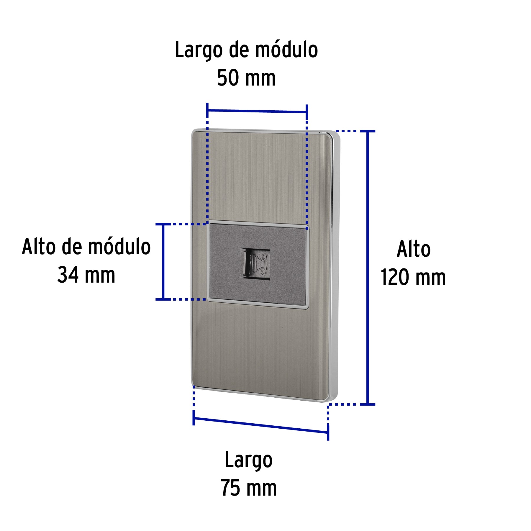 Placa armada acero inox 1 toma para teléfono 1.5 mód, Lisboa | PA-TE-LA | 47844