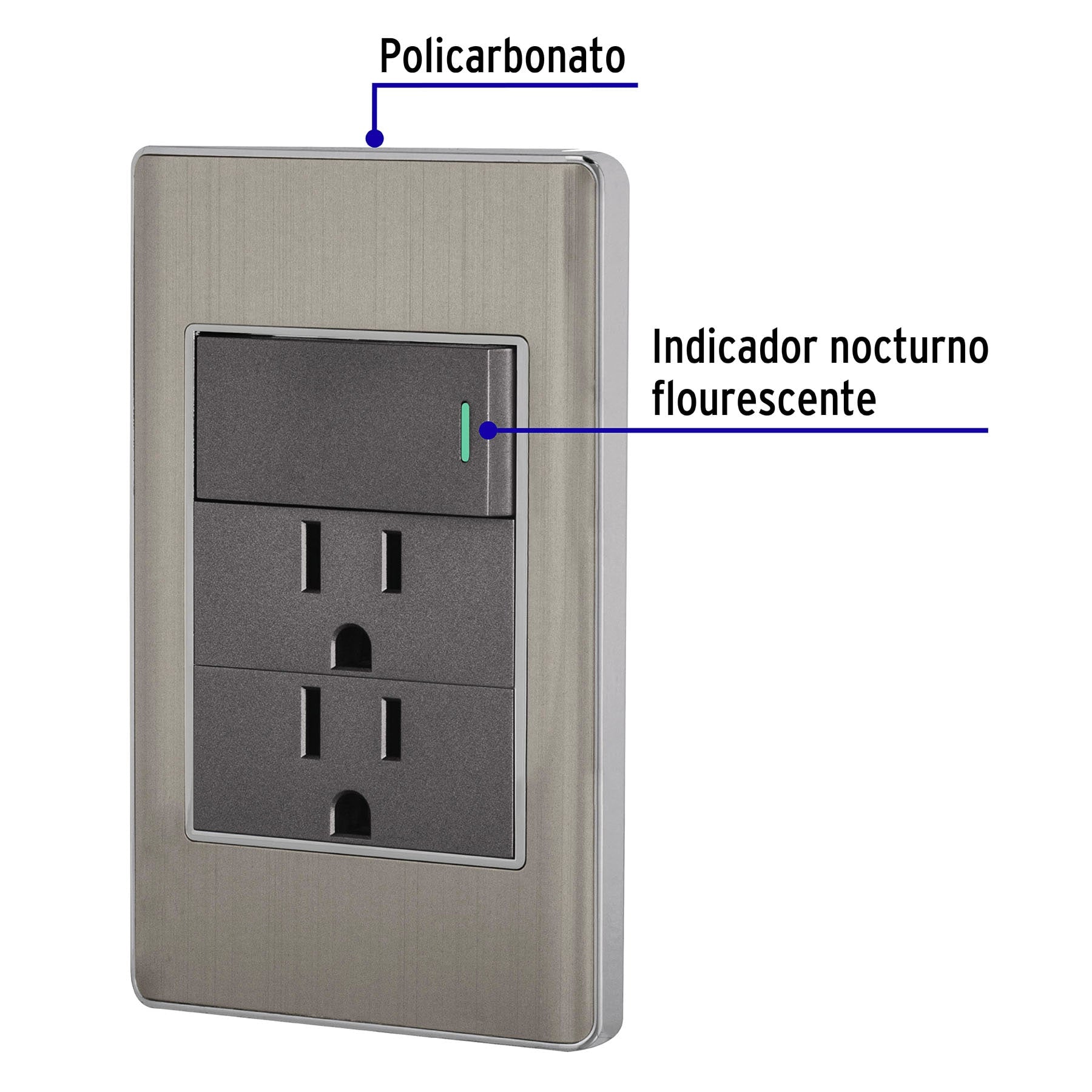 Placa armada acero interruptor y 2 contactos 1 mód, Lisboa | PA-APCO-L3A | 47848