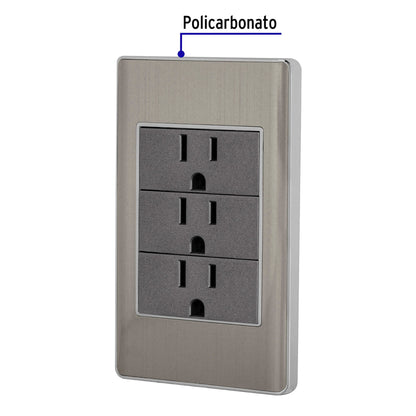Placa armada acero inox 3 contactos 1 módulo, Lisboa | PA-COTR-LA | 47850